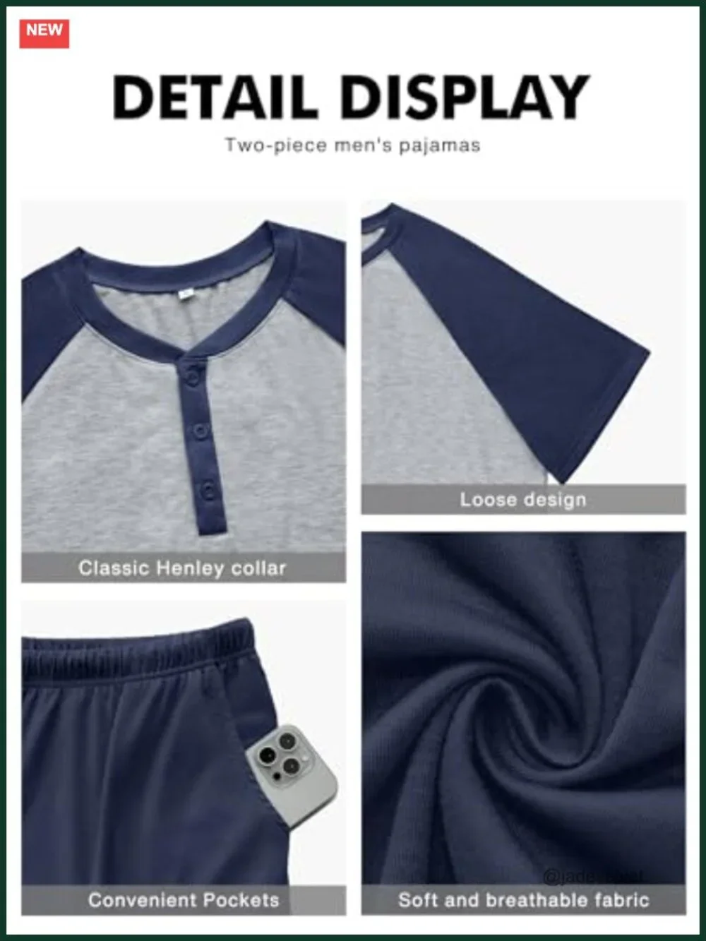Men's Pajama Set 2 Piece Henley Sleepwear Lightweight Pjs
